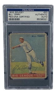 Bill Terry Signed Slabbed 1933 Goudey #20 Trading Card PSA/DNA 65096321 Sports Integrity