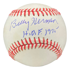 Billy Herman Cubs Signed National League Baseball HOF 1975 Inscr BAS BH080047