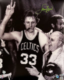 Larry Bird Signed 16x20 Boston Celtics Photo w/ Red Auerbach Bird+PSA/DNA