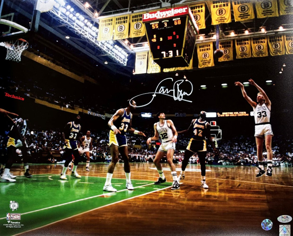 Larry Bird Signed 16x20 Boston Celtics vs Lakers Photo Bird+PSA/DNA ...