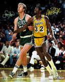 Larry Bird Magic Johnson Dual Signed 16x20 Boston Celtics Lakers Photo PSA+BAS