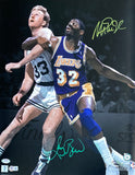 Larry Bird Magic Johnson Signed 16x20 Celtics vs Lakers Photo PSA ITP