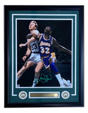 Larry Bird Signed Framed 16x20 Boston Celtics vs Magic Johnson Photo PSA ITP