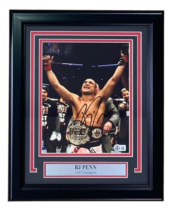 BJ Penn Signed Framed 8x10 UFC Championship Belt Photo BAS