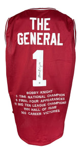 Bob Knight Signed Custom Red College Style Stat Basketball Jersey Steiner