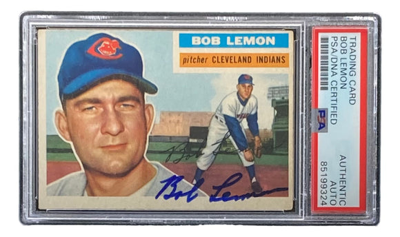 Bob Lemon Signed 1956 Topps #255 Cleveland Trading Card PSA/DNA