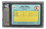 The Bob Ojeda Signed 1982 Fleer #301 Boston Red Sox Trading Card by Sports Integrity features an authenticated autograph and is graded by BAS, with career stats up to 1981 and the iconic Fleer logo.