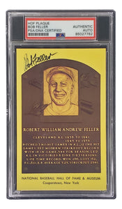 Bob Feller Signed 4x6 Cleveland Hall Of Fame Plaque Card PSA/DNA 85027782 Sports Integrity