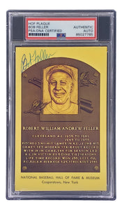 Bob Feller Signed 4x6 Cleveland Hall Of Fame Plaque Card PSA/DNA 85027785