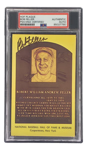 Bob Feller Signed 4x6 Cleveland Hall Of Fame Plaque Card PSA/DNA 85027790