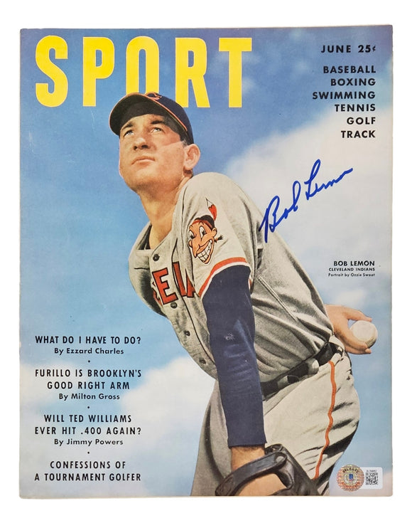 Bob Lemon Cleveland Signed 1950 Sport Magazine BAS