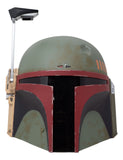 The Sports Integrity Star Wars The Black Series Boba Fett Re-Armored Helmet features green, red, and black colors, a T-shaped visor, and a narrow side antenna. It is displayed against a plain white background.