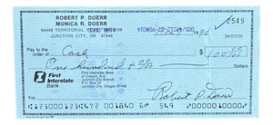 Bobby Doerr Boston Red Sox Signed Personal Bank Check #2549 BAS Sports Integrity