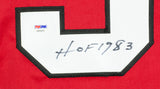Bobby Hull Signed Custom Red Hockey Jersey HOF 1983 Golden Jet Insc PSA Sports Integrity