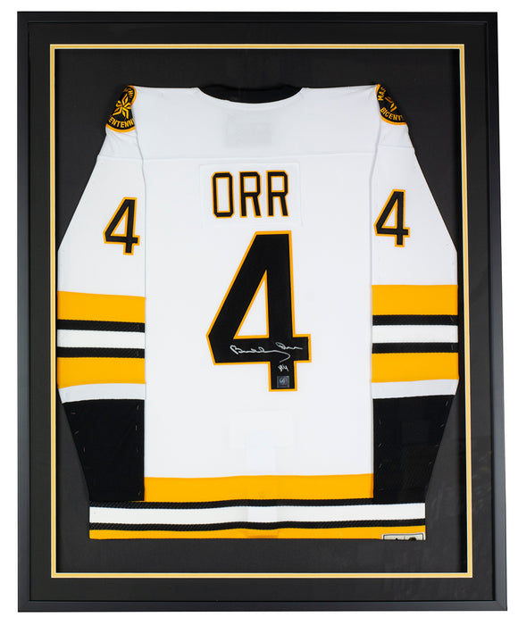 Bobby Orr Signed Framed Boston Bruins White Adidas Heroes of Hockey Jersey GNR