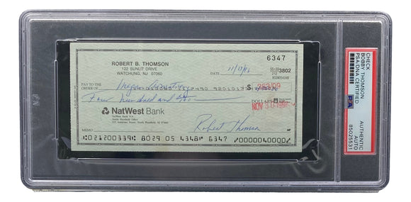 Bobby Thomson New York Giants Signed Personal Bank Check PSA/DNA 85025531 Sports Integrity