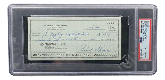 Bobby Thomson New York Giants Signed Personal Bank Check PSA/DNA 85025532 Sports Integrity