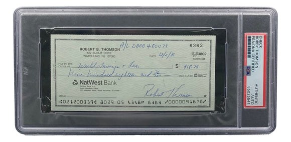 Bobby Thomson New York Giants Signed Personal Bank Check PSA/DNA 85025541 Sports Integrity