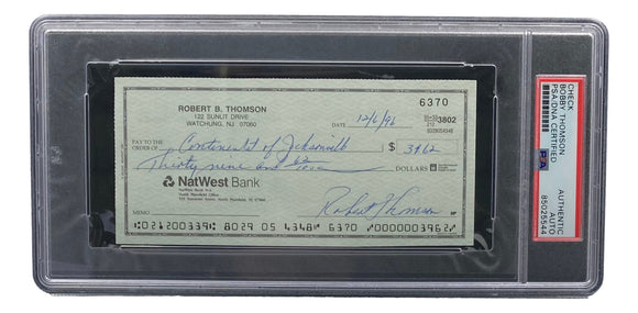 Bobby Thomson New York Giants Signed Personal Bank Check PSA/DNA 85025544 Sports Integrity