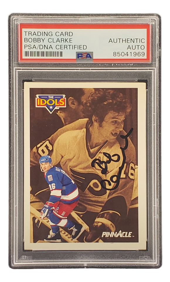 Bob Clarke Signed 1991 Pinnacle #386 Philadelphia Flyers Hockey Card PSA/DNA