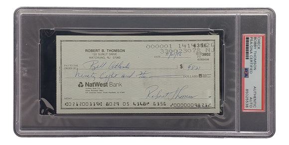 Bobby Thomson New York Giants Signed Personal Bank Check PSA/DNA 85025538