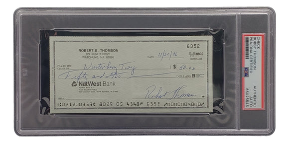Bobby Thomson New York Giants Signed Personal Bank Check PSA/DNA 85025545