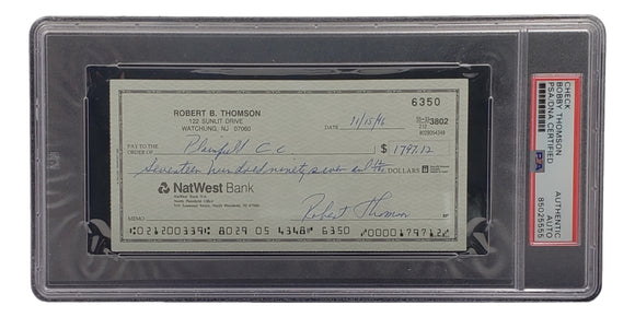 Bobby Thomson New York Giants Signed Personal Bank Check PSA/DNA 85025555 Sports Integrity