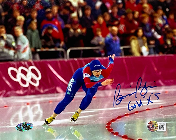 Bonnie Blair Signed 8x10 Olympic Gold Medalist Photo Gold x5 Insc BAS BC88674 Sports Integrity