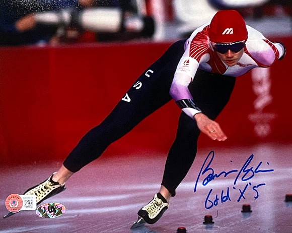 Bonnie Blair Signed 8x10 Olympic Gold Medalist Photo Gold x5 Inscribed BAS Sports Integrity