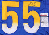 Braden Fiske Los Angeles Signed Blue Football Jersey JSA ITP