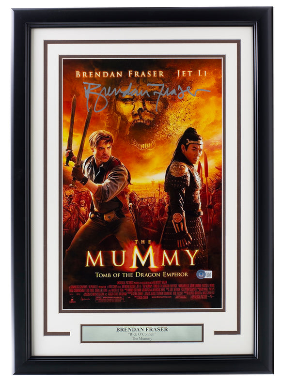 Brendan Fraser Signed Framed 11x17 The Mummy Poster Photo BAS Sports Integrity