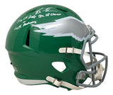 Brandon Graham signed Eagles FS Kelly Green replica helmet (F Brady Mahomes 2x SB), features Eagles silver wing logo, white & gray padding, gray faceguard; signed in white marker with personal message. Sports Integrity.