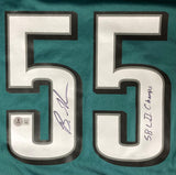 The Sports Integrity Brandon Graham Signed Philadelphia Eagles Nike Game Jersey features large white #55 outlined in black, two signatures—one with “SB LII Champs”—and a BAS authentication sticker on the lower left.