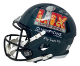 A Brandon Graham signed Eagles FS Super Bowl LIX replica helmet by Sports Integrity, featuring "Fly Eagles" on the side and a white facemask.