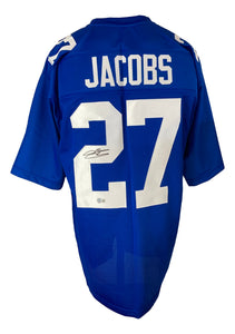 Brandon Jacobs New York Signed Blue Football Jersey BAS ITP Sports Integrity