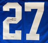 Brandon Jacobs New York Signed Blue Football Jersey BAS ITP Sports Integrity