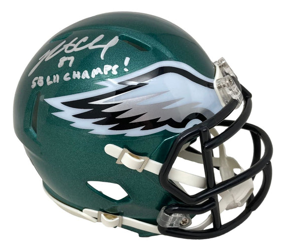 Brent Celek Signed Philadelphia Eagles Mini Speed Helmet SB LII Champs BAS ITP