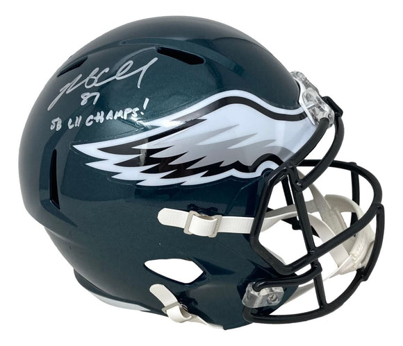 Brent Celek Signed Philadelphia Eagles Speed Replica Helmet SB LII Champs BAS