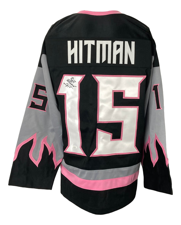 Bret Hitman Hart Signed Custom Black Calgary Hockey Jersey JSA ITP