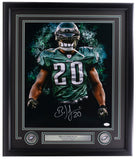 Brian Dawkins Signed Framed 16x20 Philadelphia Eagles Green Smoke Photo JSA - Sports Integrity