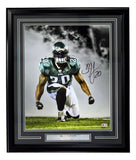 Brian Dawkins Signed Framed Philadelphia Eagles 16x20 Gray Smoke Photo BAS