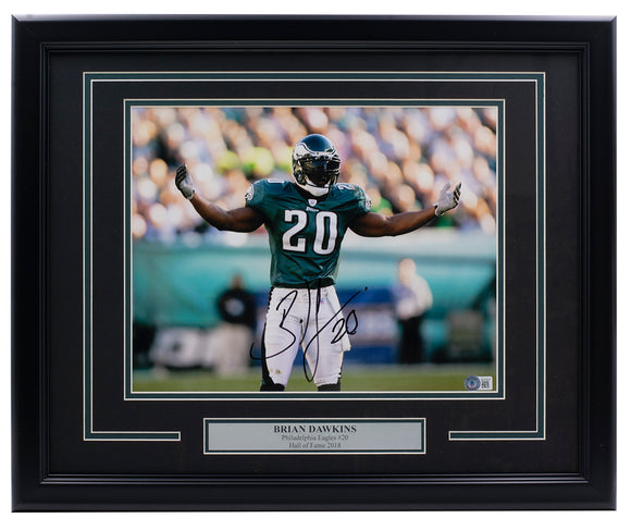 Brian Dawkins Signed Framed Philadelphia Eagles 11x14 Football Photo BAS Sports Integrity