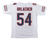 The Sports Integrity Brian Urlacher Chicago Signed White Football Jersey features blue and orange sleeve stripes, displays “Urlacher” and number 54 on the back, with his signature and HOF 18 inscription authenticated by BAS.