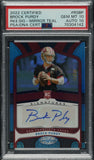 Brock Purdy Signed 2022 Panini Certified #RSBP Rookie Card PSA Gem MT 10 Auto 10