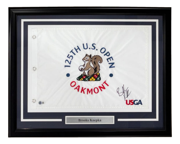 Brooks Koepka Signed Framed 125th PGA US Open Golf Flag BAS