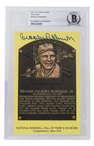 Brooks Robinson Signed Slabbed Orioles Hall of Fame Plaque Postcard BAS 097