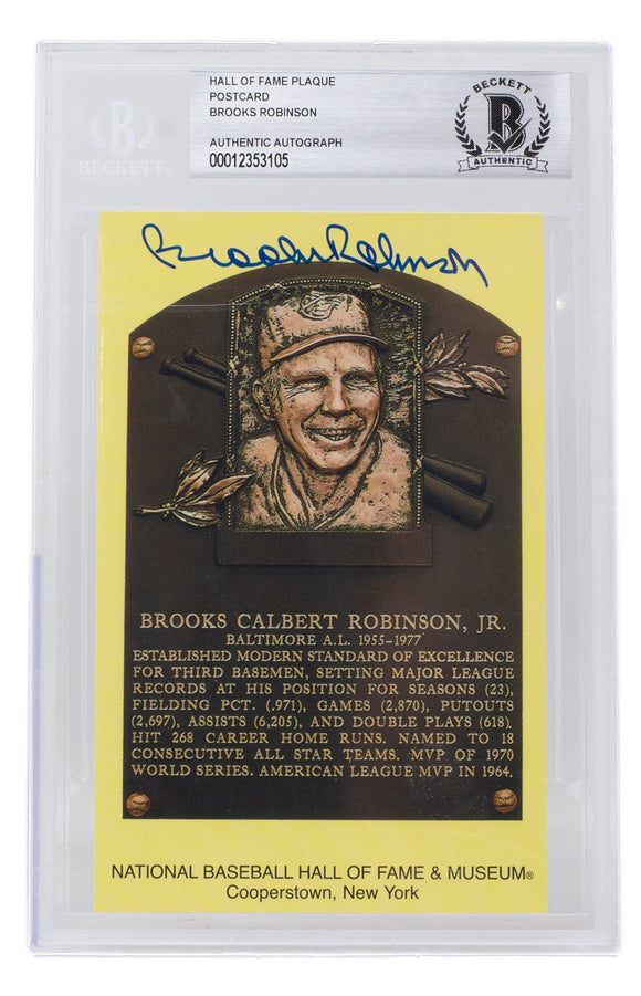 Brooks Robinson Signed Slabbed Orioles Hall of Fame Plaque Postcard BAS 105 Sports Integrity