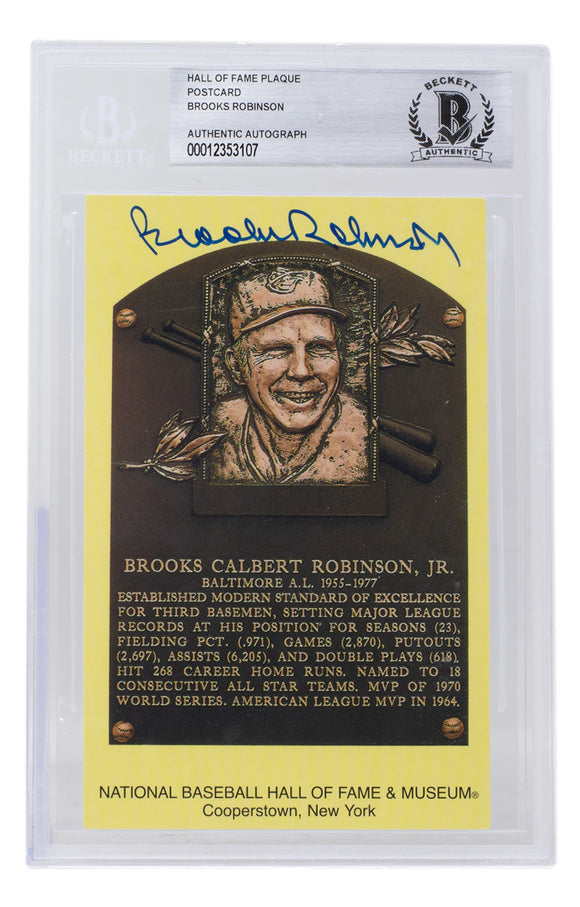 Brooks Robinson Signed Slabbed Orioles Hall of Fame Plaque Postcard BAS 107 Sports Integrity
