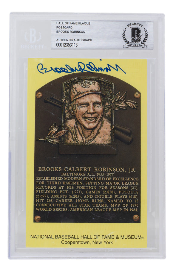 Brooks Robinson Signed Slabbed Orioles Hall of Fame Plaque Postcard BAS 113 Sports Integrity