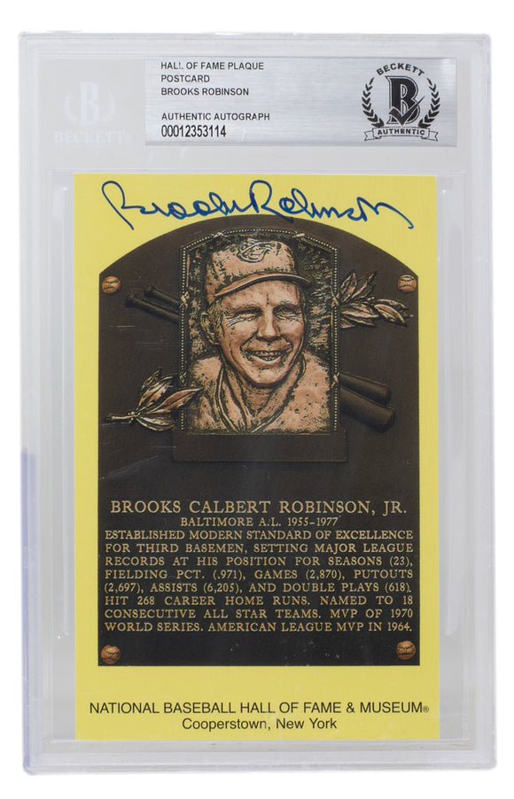 Brooks Robinson Signed Slabbed Orioles Hall of Fame Plaque Postcard BAS 114 Sports Integrity